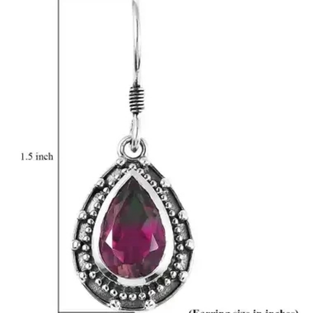 Watermelon Quartz Triplet Earrings in Sterling Silver - Picture 5 of 5